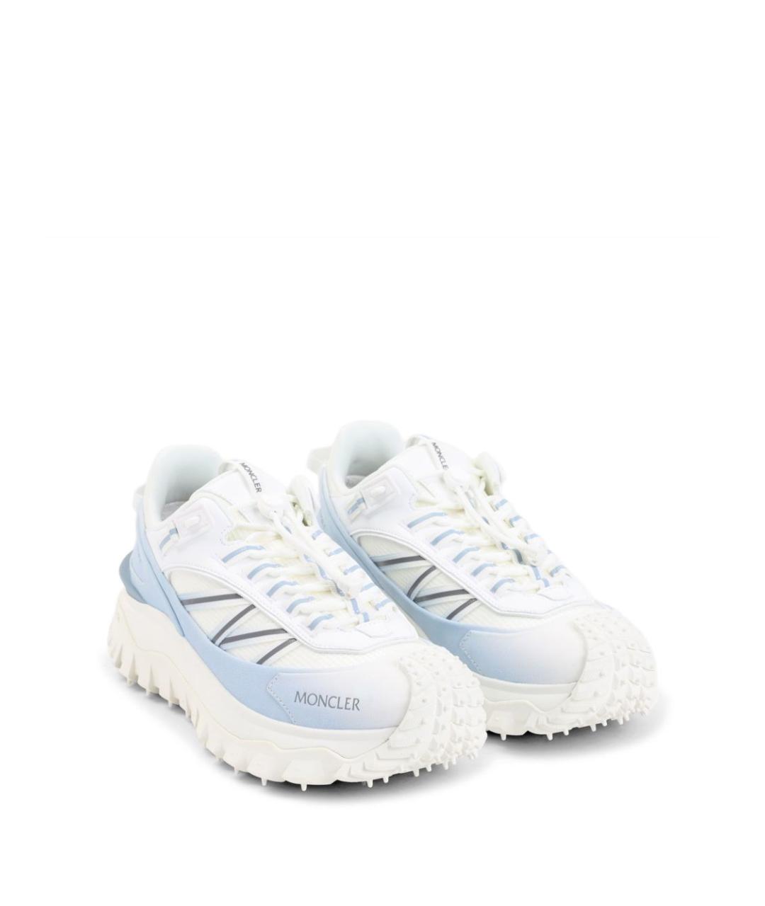 MONCLER Белые текстильные низкие кроссовки / кеды, фото 3