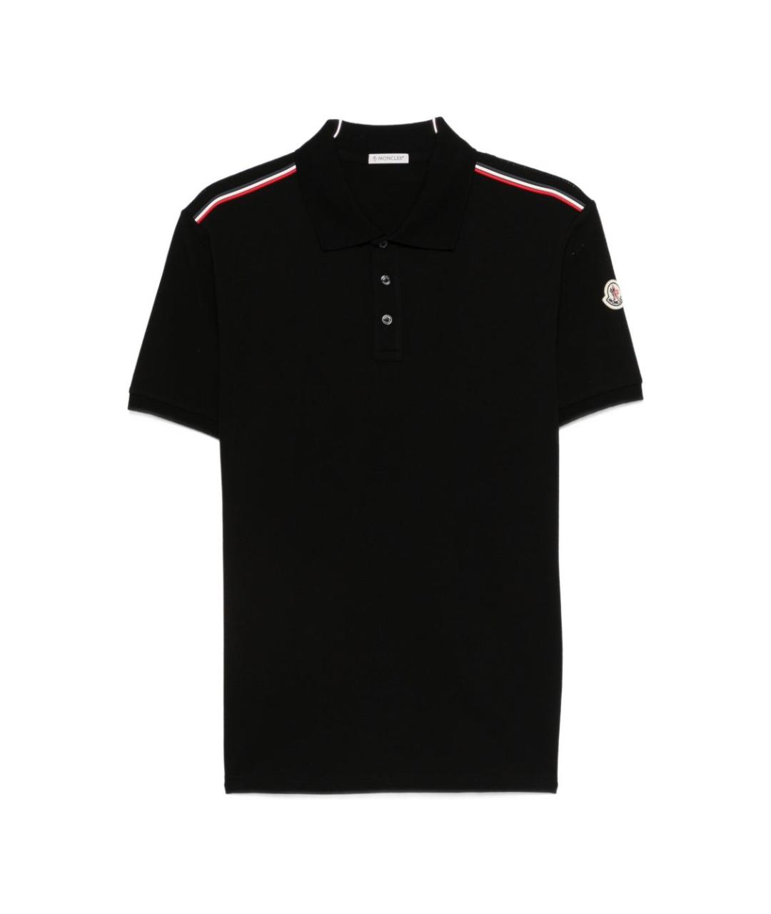 MONCLER Черное хлопковое поло с коротким рукавом, фото 1