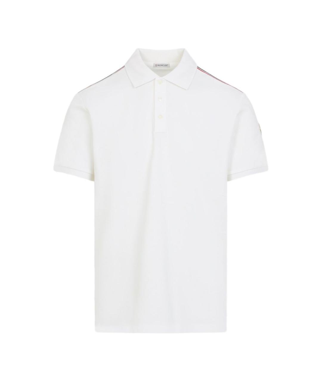 MONCLER Белое хлопковое поло с коротким рукавом, фото 1