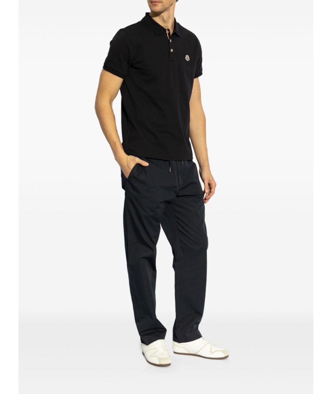 MONCLER Темно-синее хлопковое поло с коротким рукавом, фото 5