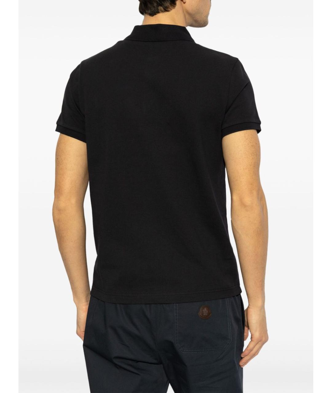 MONCLER Темно-синее хлопковое поло с коротким рукавом, фото 2