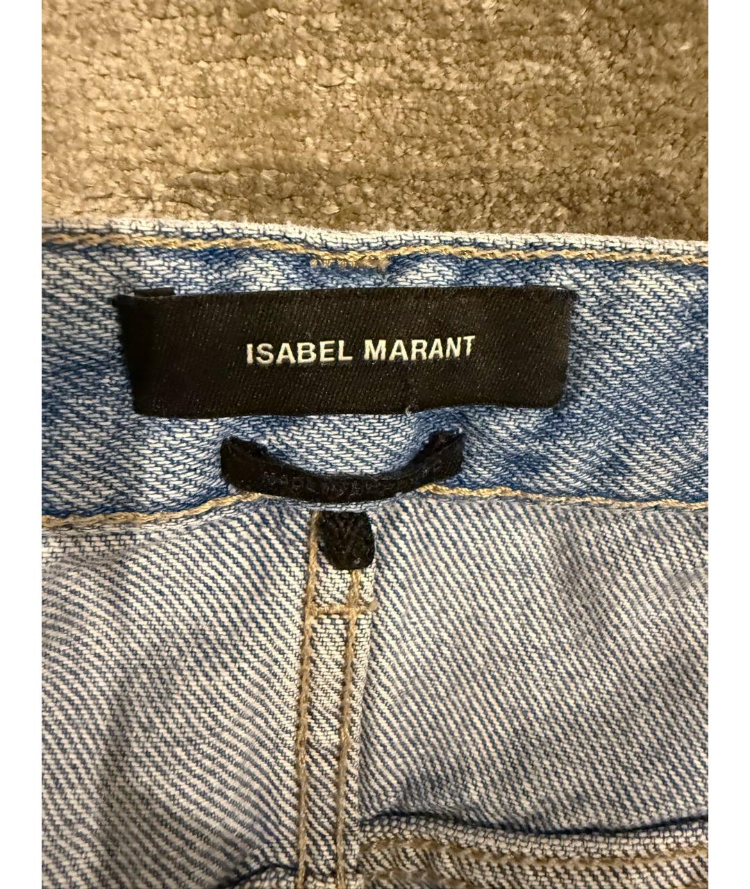 ISABEL MARANT Голубые хлопковые прямые джинсы, фото 3