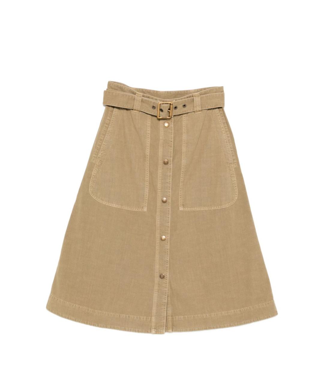 MONCLER Бежевая хлопковая юбка миди, фото 1