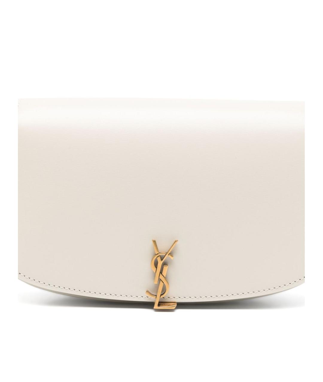SAINT LAURENT Белая кожаная сумка через плечо, фото 4