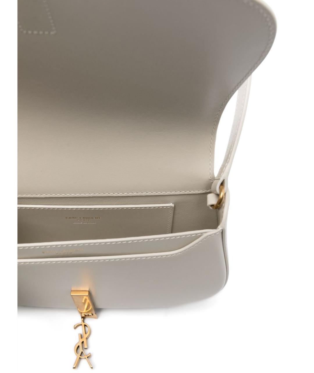 SAINT LAURENT Белая кожаная сумка через плечо, фото 5