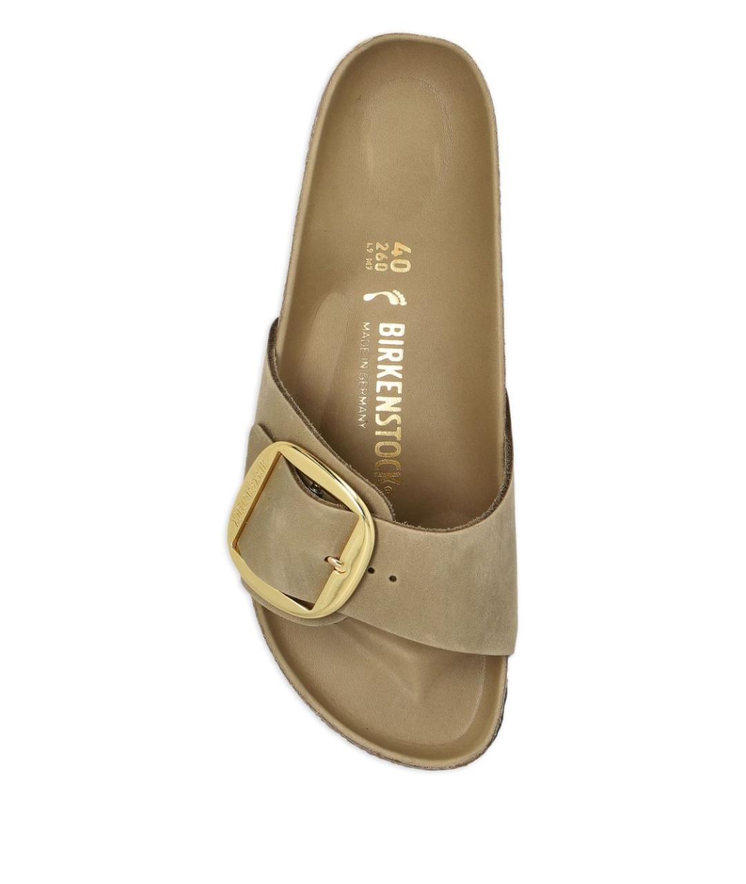 BIRKENSTOCK Бежевые замшевые шлепанцы, фото 4