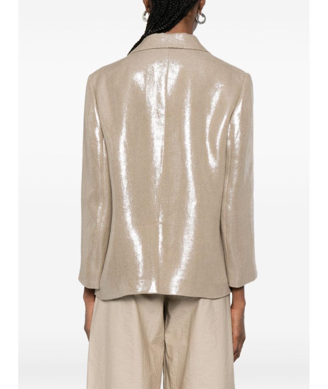 BRUNELLO CUCINELLI Бежевый льняной жакет/пиджак, фото 5
