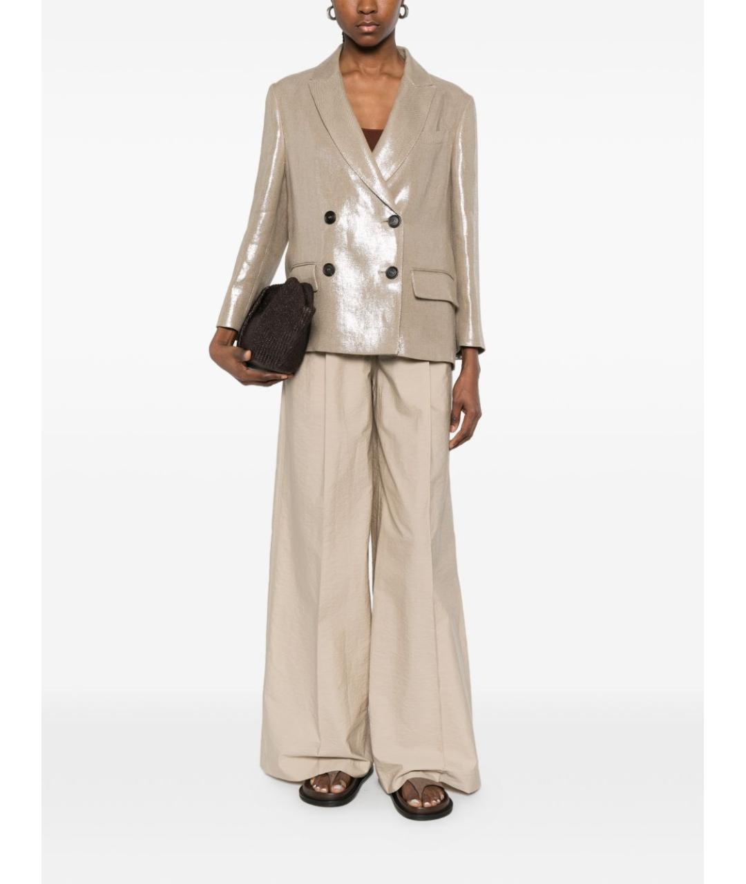 BRUNELLO CUCINELLI Бежевый льняной жакет/пиджак, фото 2