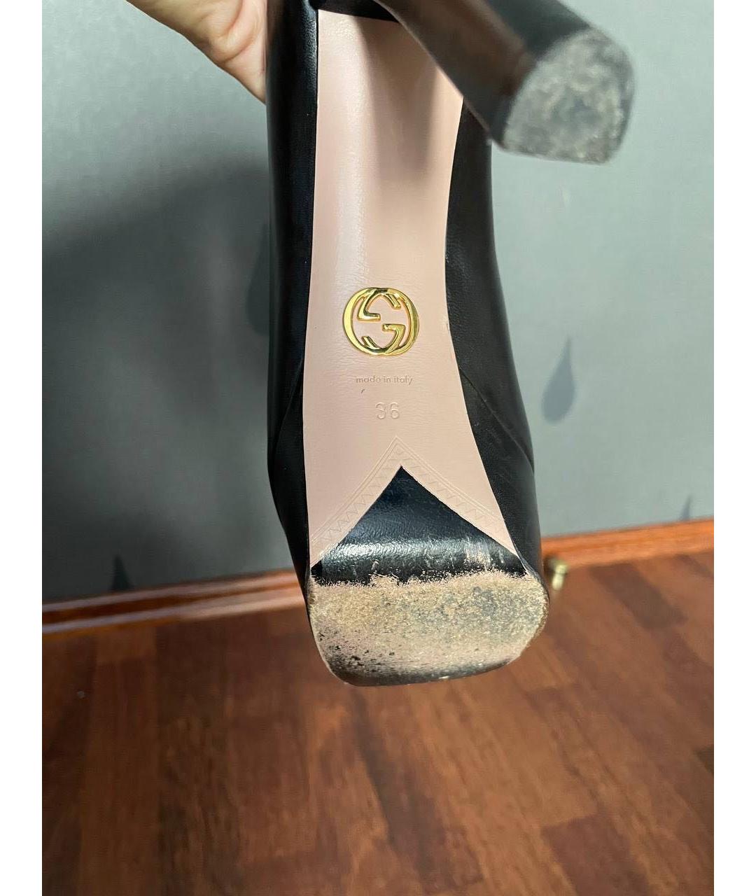 GUCCI Черные кожаные туфли, фото 4