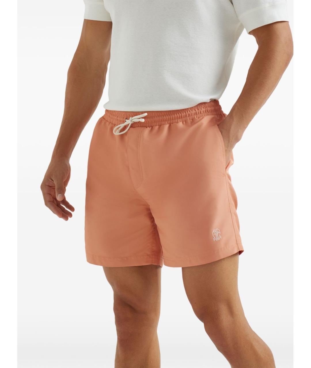 BRUNELLO CUCINELLI Оранжевое полиэстеровые шорты, фото 4