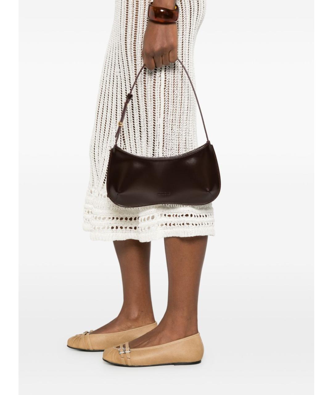 JACQUEMUS Бордовая кожаная сумка через плечо, фото 2