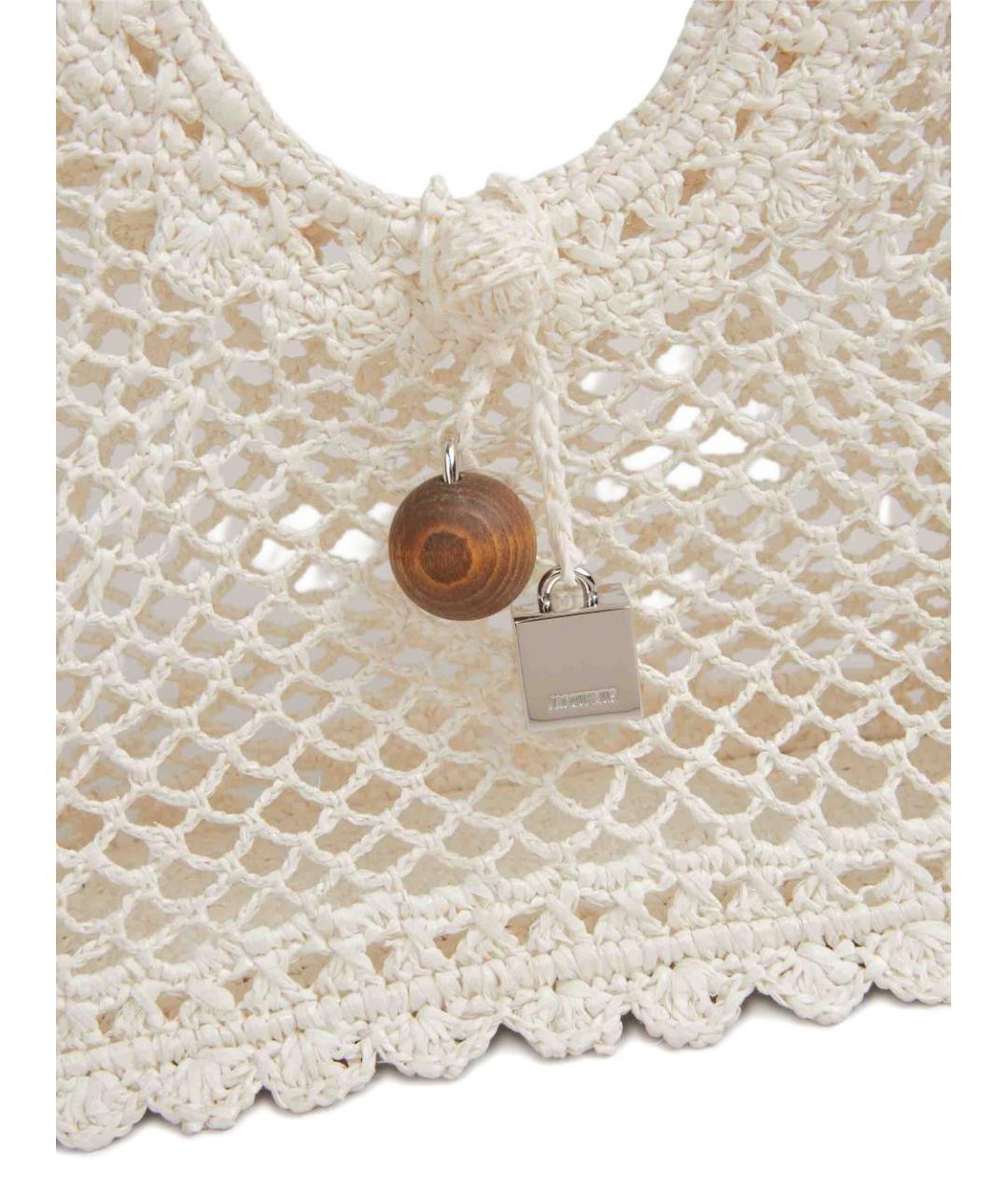 JACQUEMUS Белая пелетеная сумка тоут, фото 3