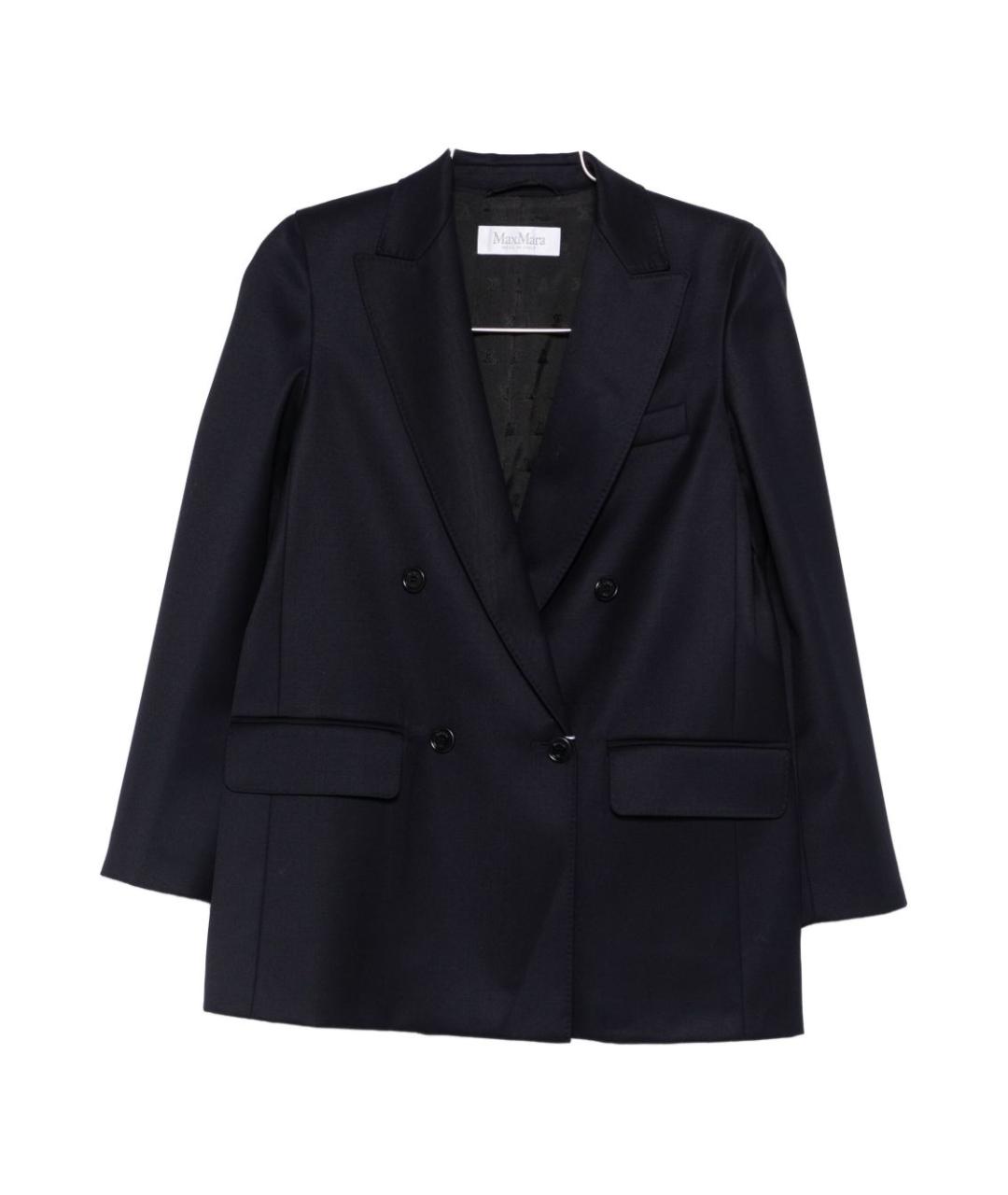 MAX MARA Темно-синий шерстяной жакет/пиджак, фото 1