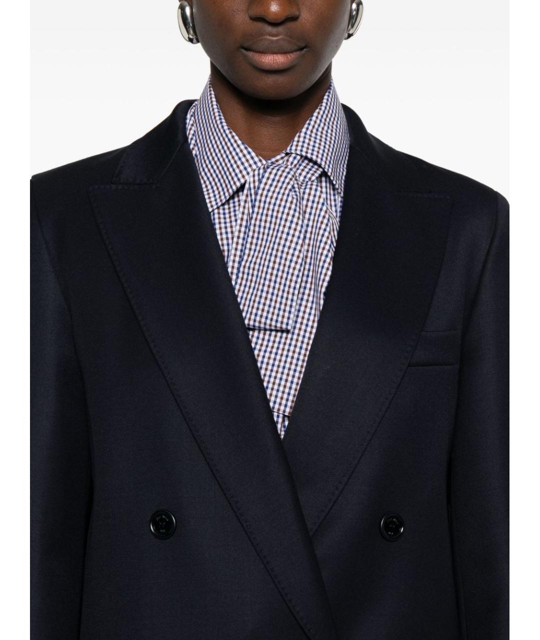 MAX MARA Темно-синий шерстяной жакет/пиджак, фото 3
