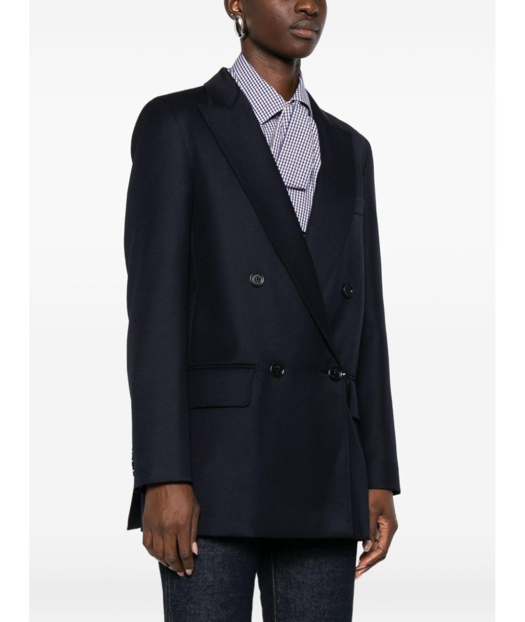 MAX MARA Темно-синий шерстяной жакет/пиджак, фото 5