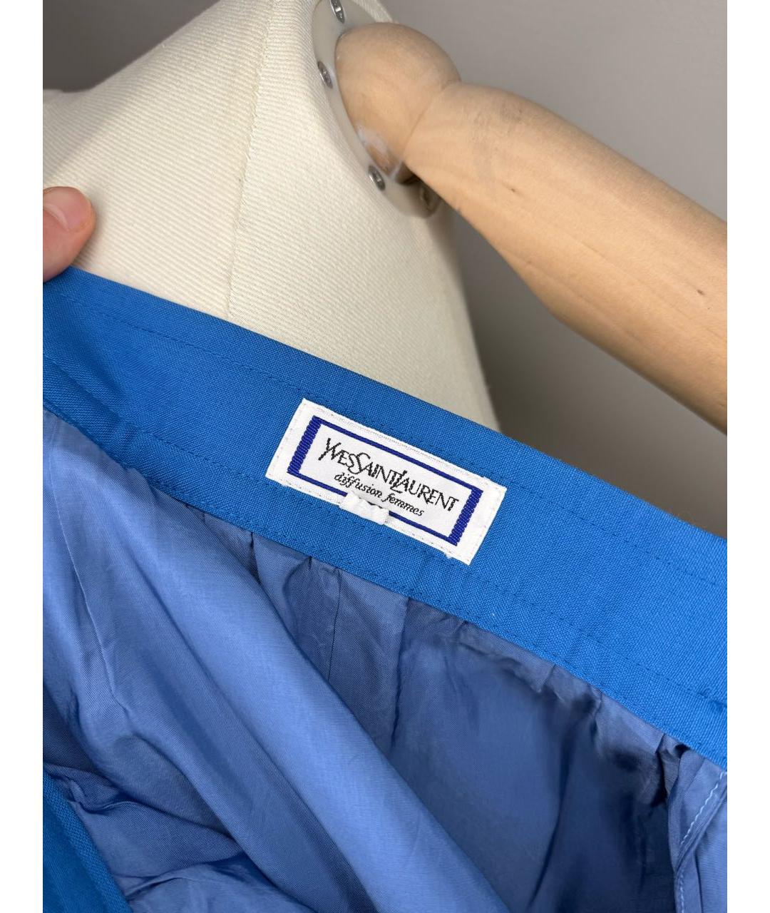 SAINT LAURENT Синяя юбка миди, фото 6