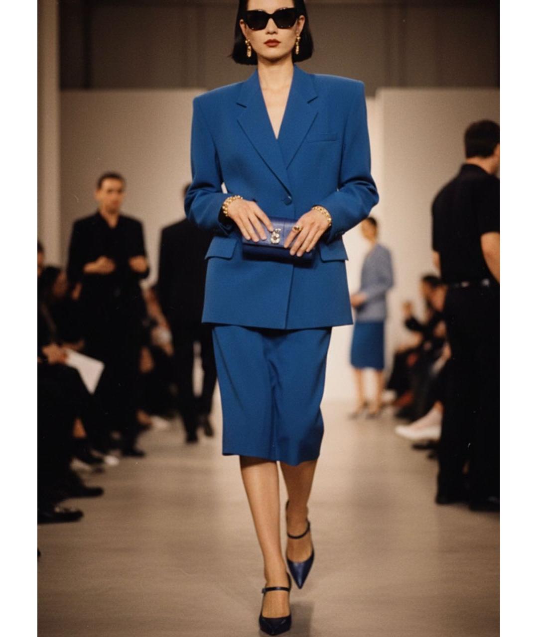 SAINT LAURENT Синяя юбка миди, фото 8