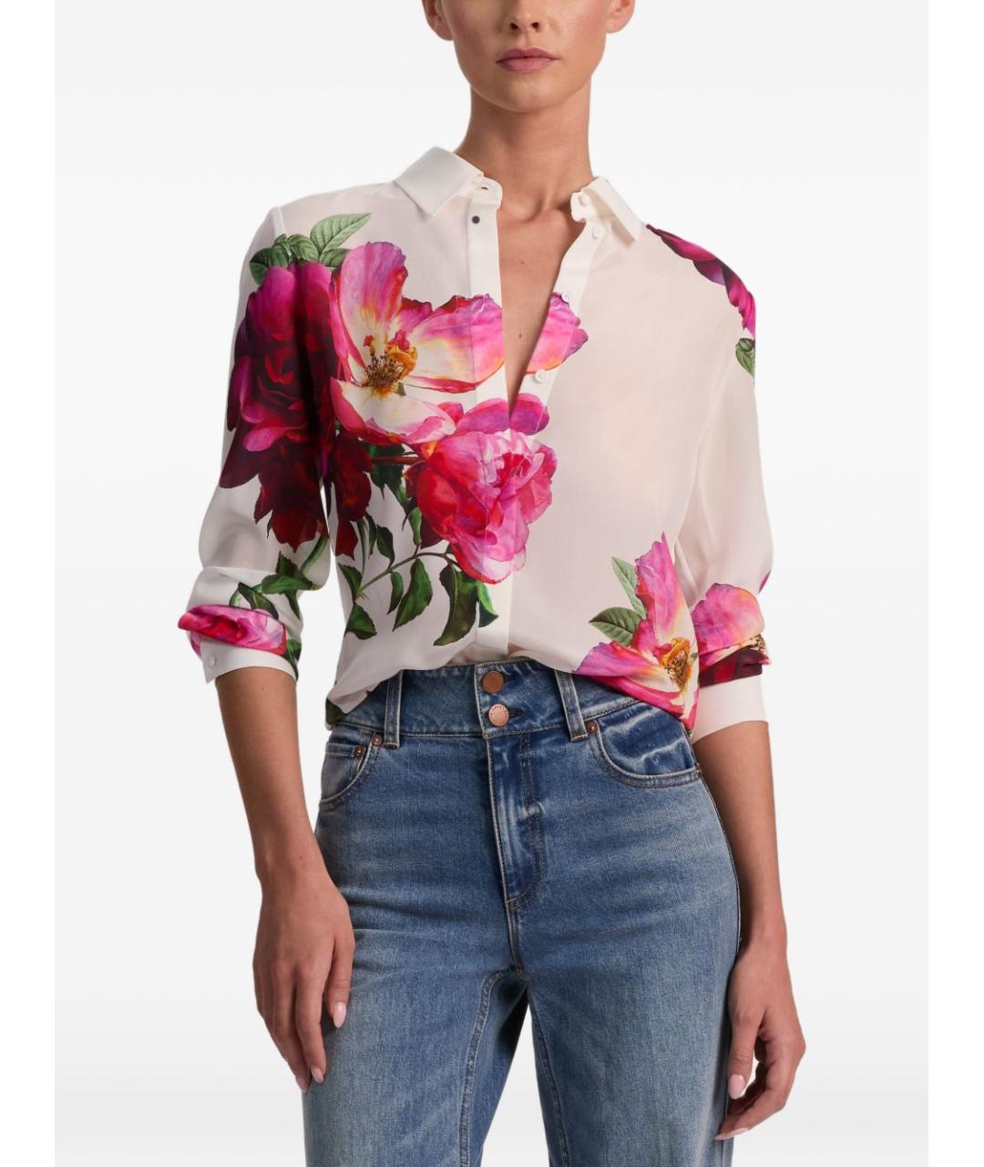 ALICE+OLIVIA Мульти шелковая рубашка, фото 3