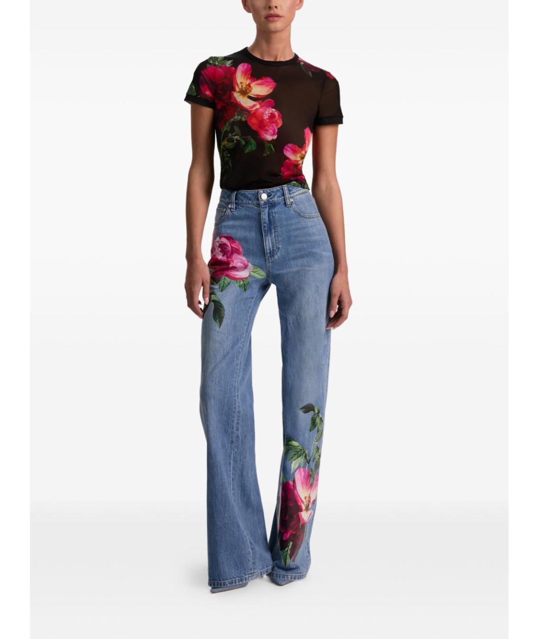 ALICE+OLIVIA Голубые хлопковые прямые джинсы, фото 5