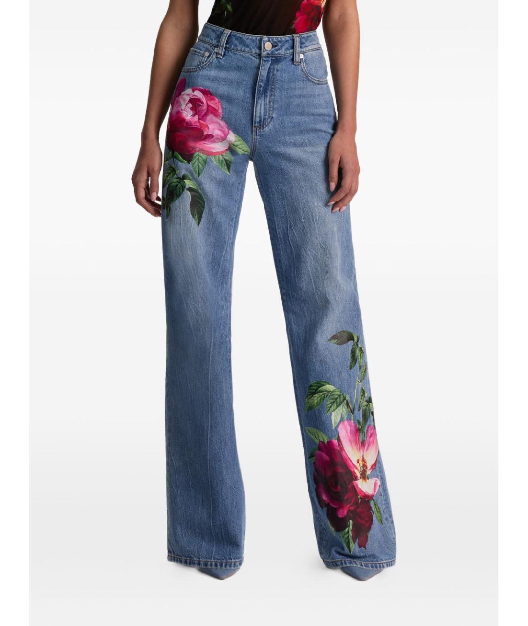 ALICE+OLIVIA Голубые хлопковые прямые джинсы, фото 6