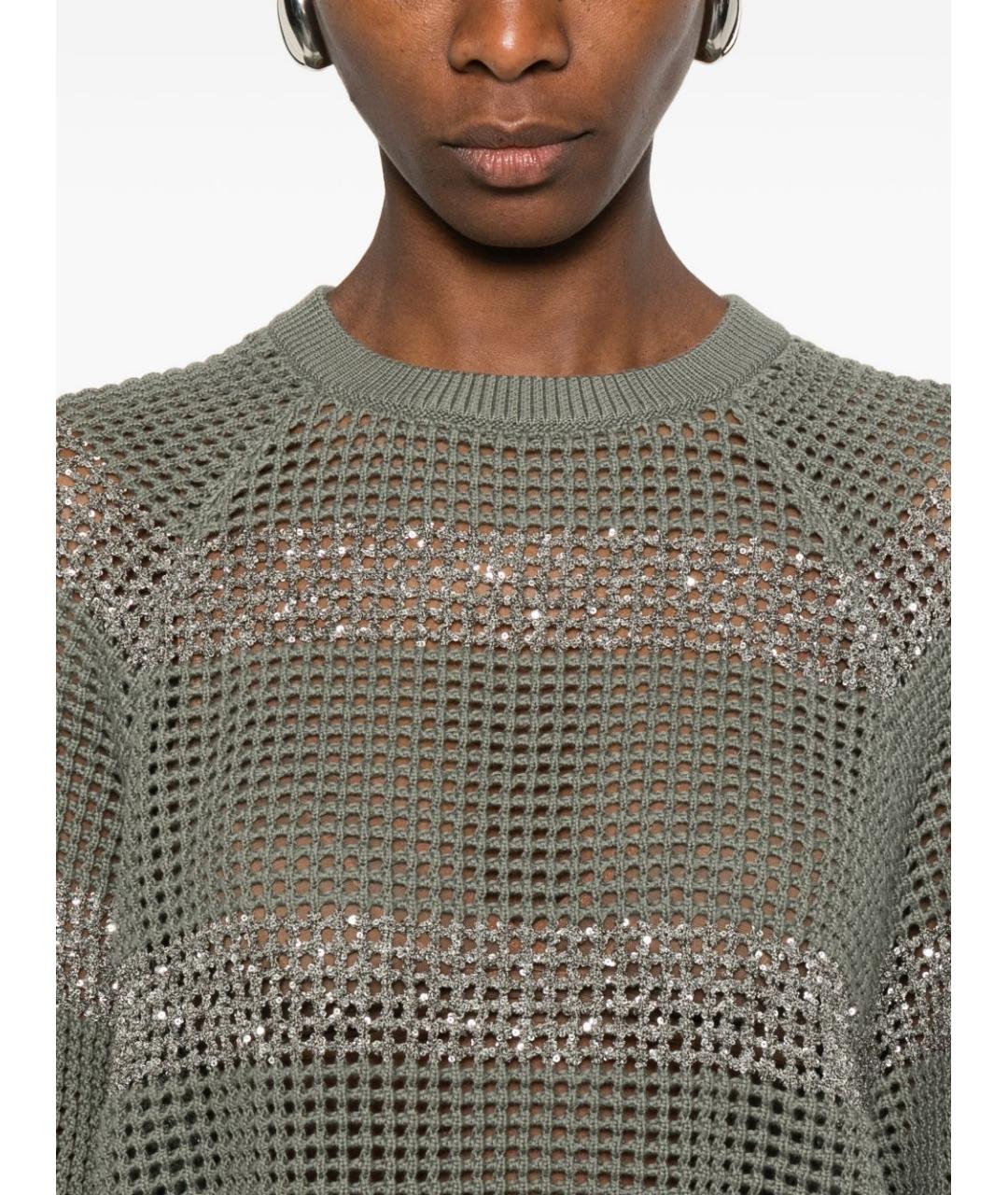 BRUNELLO CUCINELLI Хаки хлопковый джемпер / свитер, фото 4