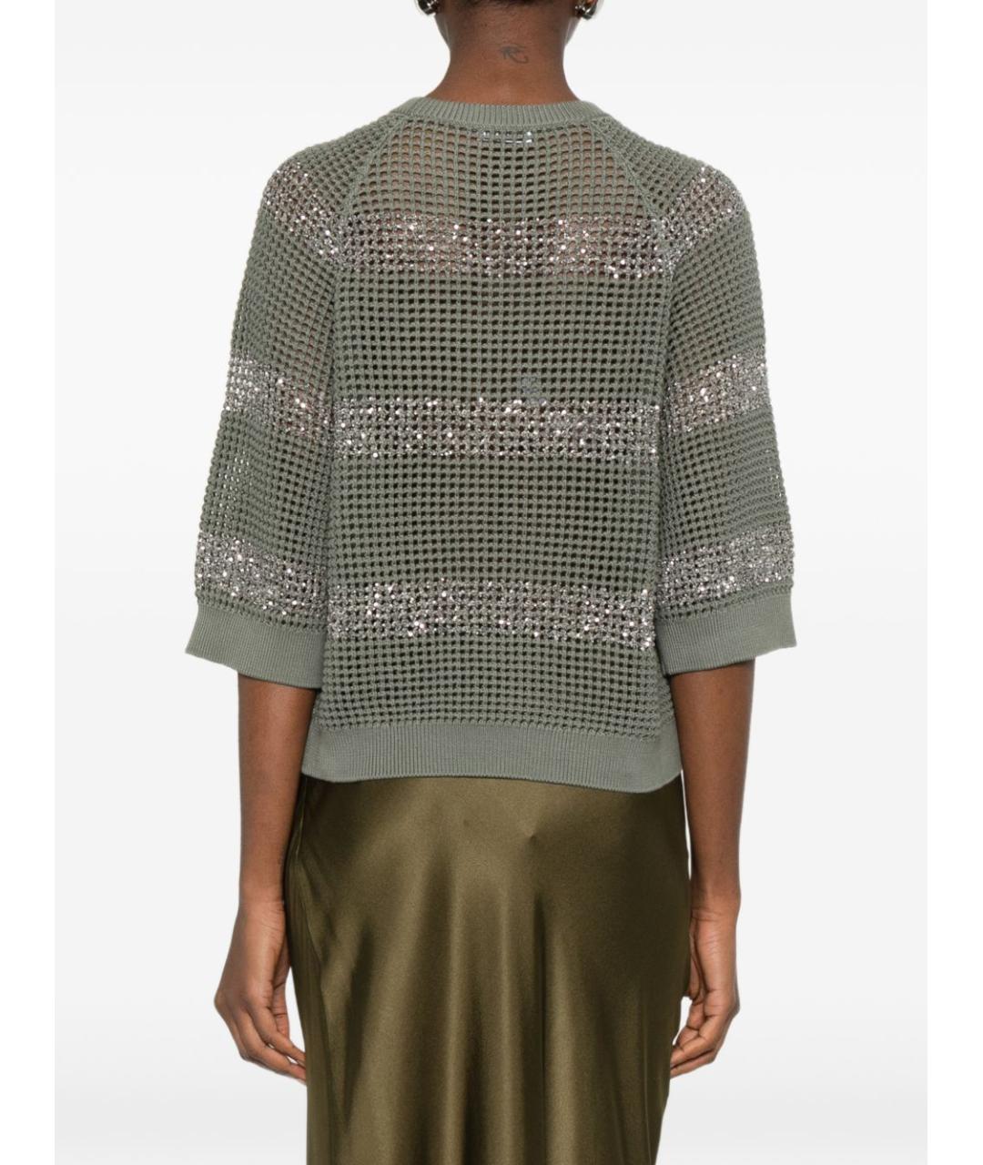 BRUNELLO CUCINELLI Хаки хлопковый джемпер / свитер, фото 5