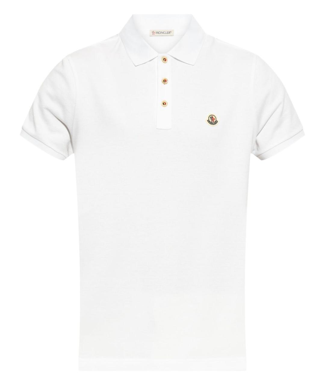 MONCLER Белое хлопковое поло с коротким рукавом, фото 1