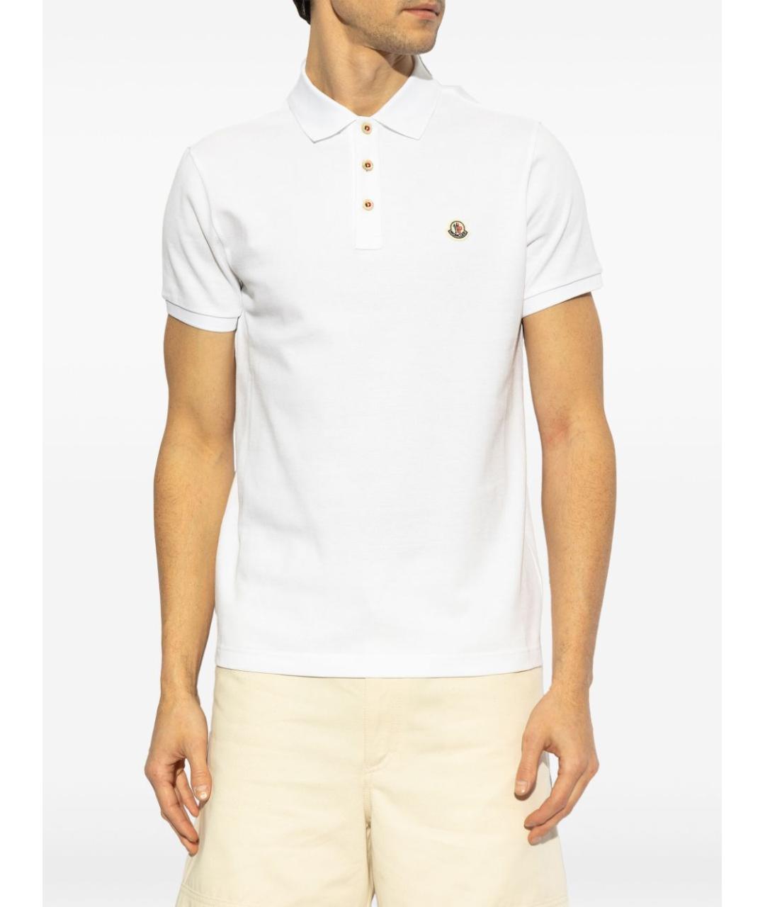 MONCLER Белое хлопковое поло с коротким рукавом, фото 4