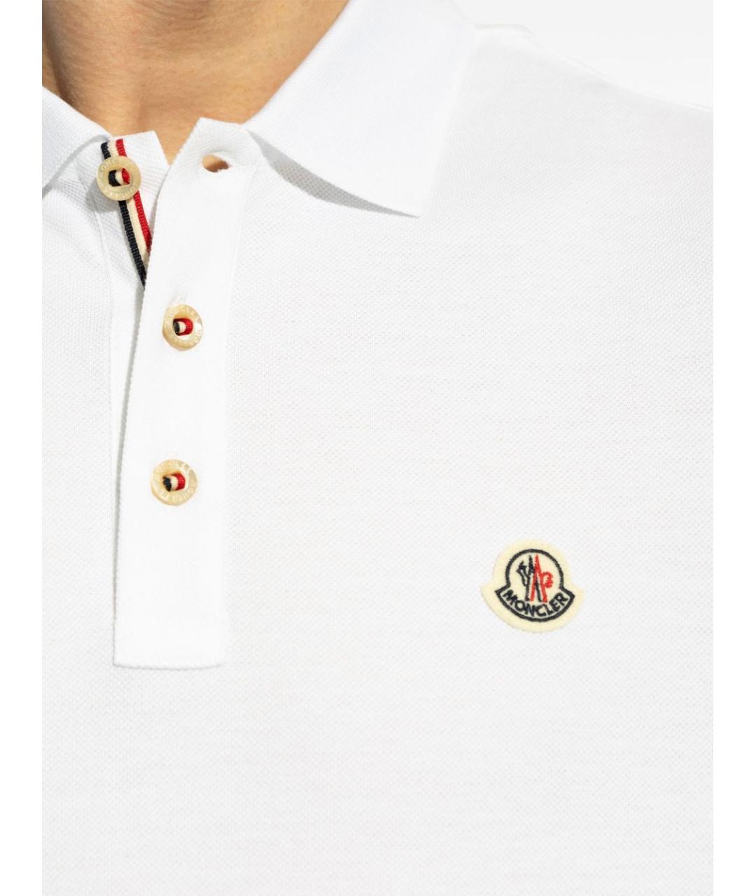 MONCLER Белое хлопковое поло с коротким рукавом, фото 2