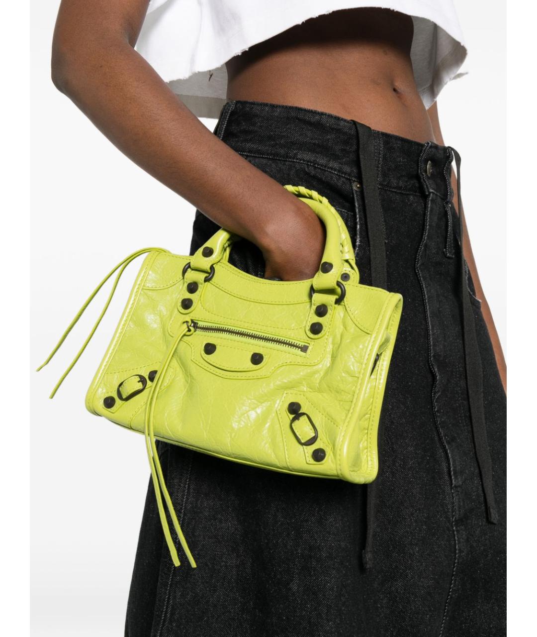 BALENCIAGA Зеленая кожаная сумка тоут, фото 3