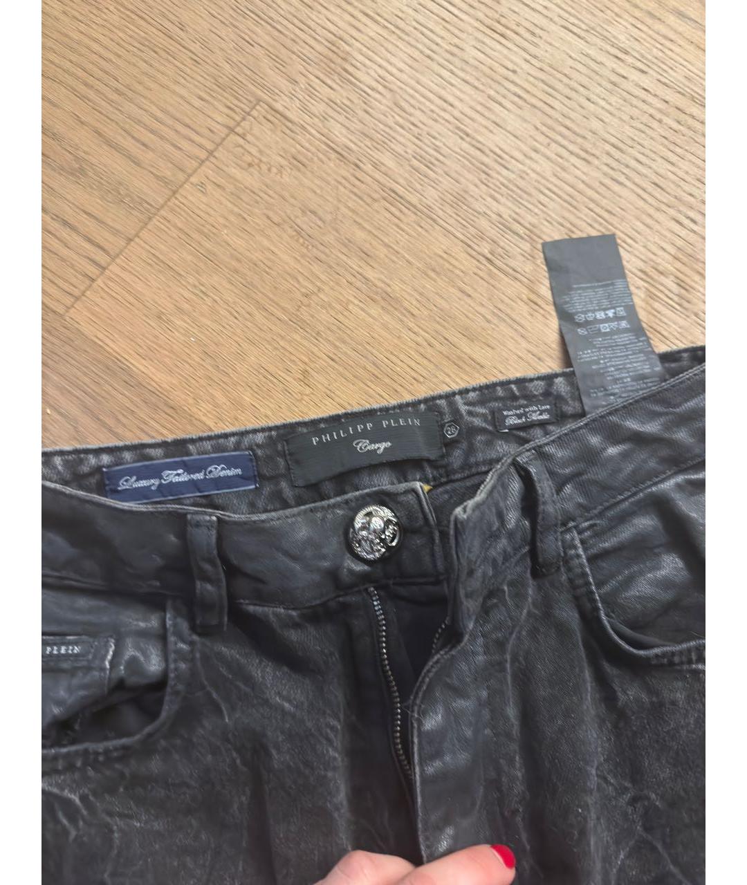 PHILIPP PLEIN Антрацитовые хлопковые прямые джинсы, фото 3