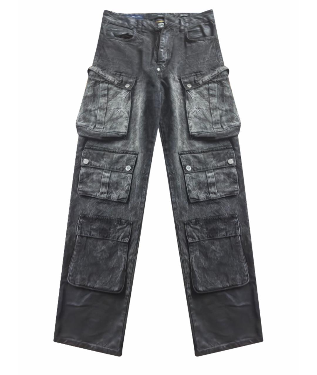 PHILIPP PLEIN Антрацитовые хлопковые прямые джинсы, фото 1