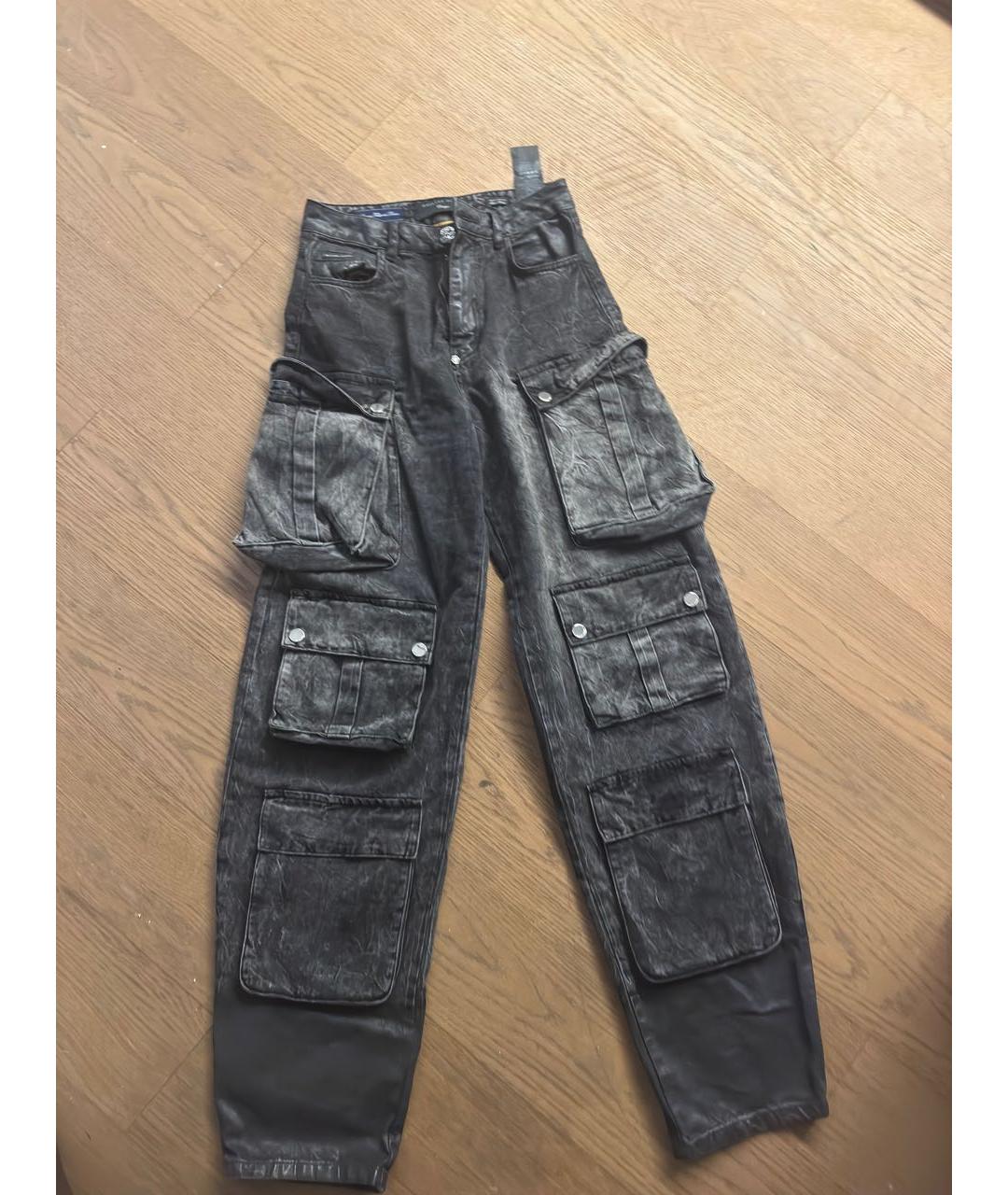 PHILIPP PLEIN Антрацитовые хлопковые прямые джинсы, фото 4