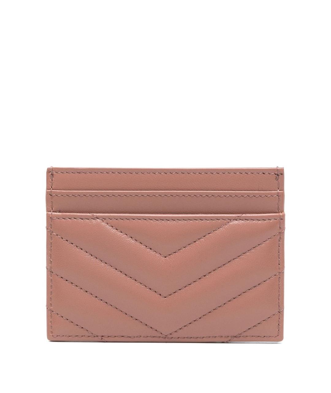 SAINT LAURENT Розовый кожаный кардхолдер, фото 3