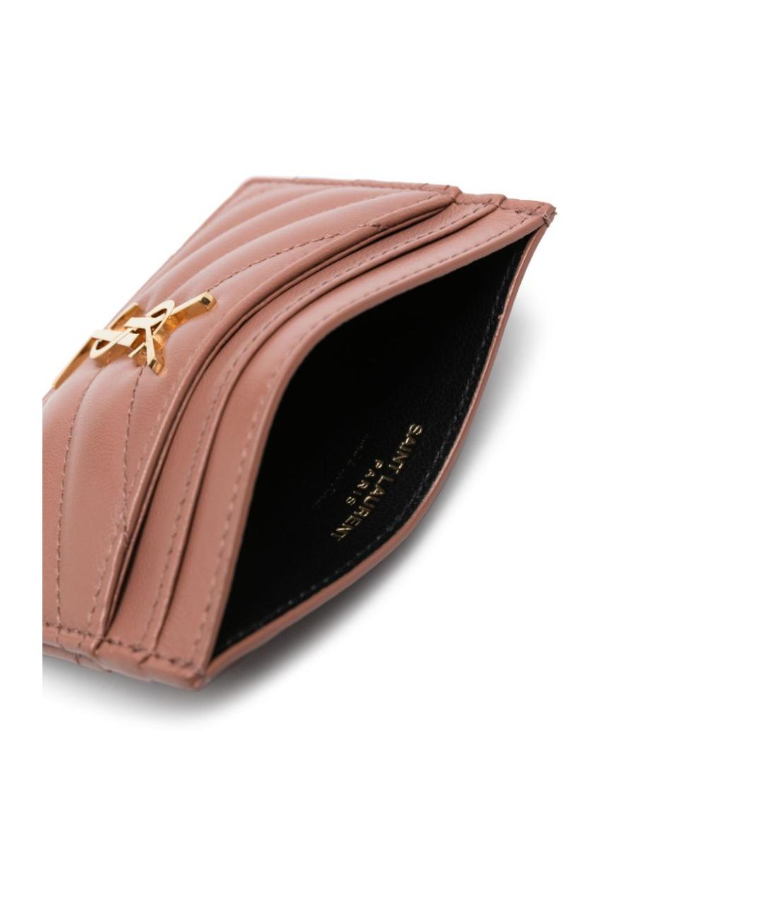 SAINT LAURENT Розовый кожаный кардхолдер, фото 2