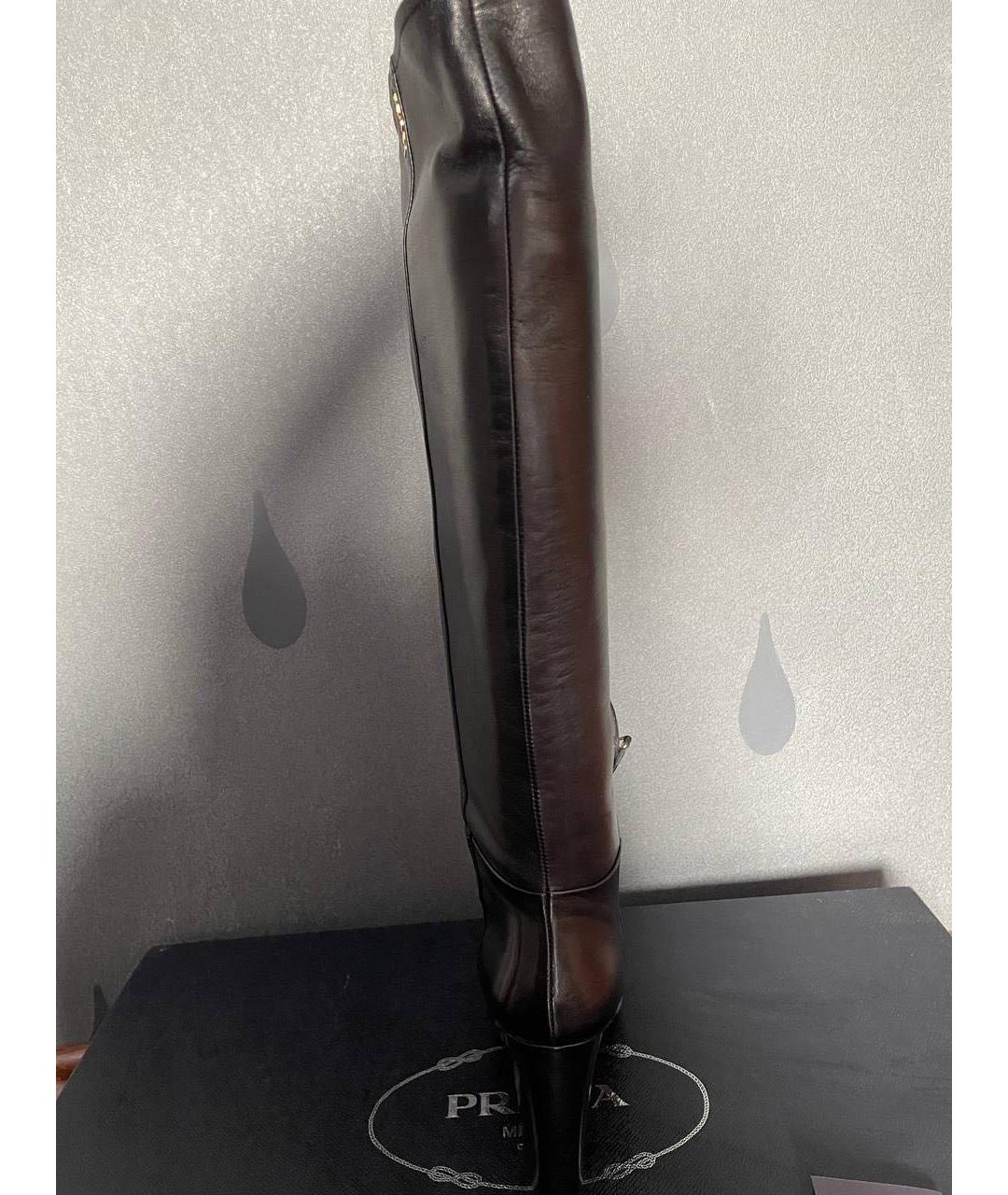 PRADA Черные кожаные ботфорты, фото 4