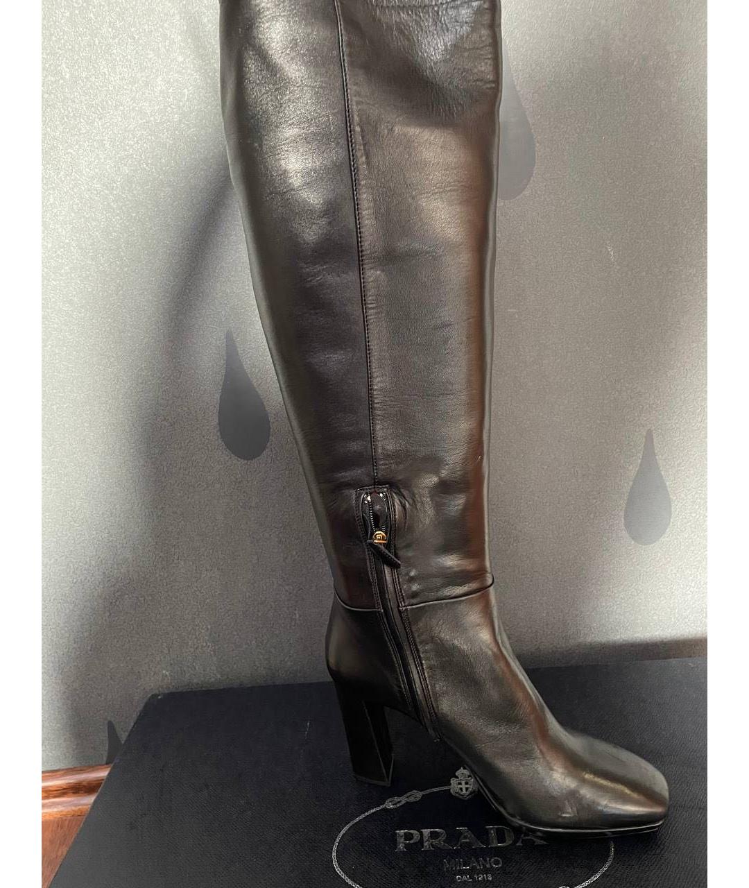 PRADA Черные кожаные ботфорты, фото 3