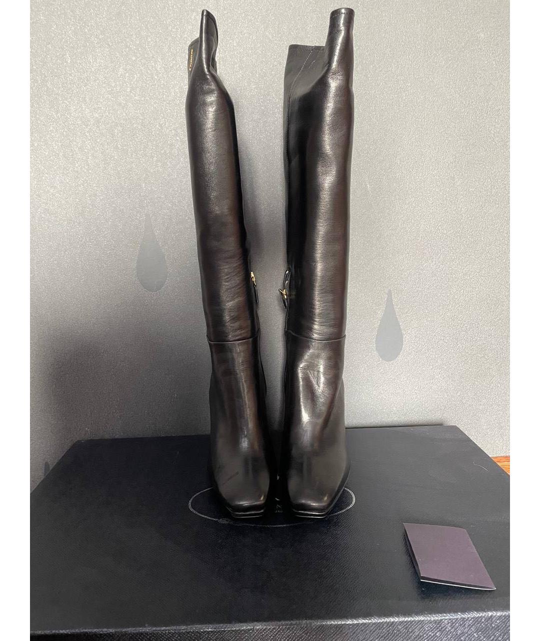 PRADA Черные кожаные ботфорты, фото 2