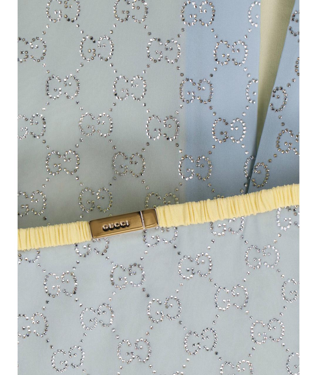 GUCCI Голубая шелковая юбка миди, фото 5