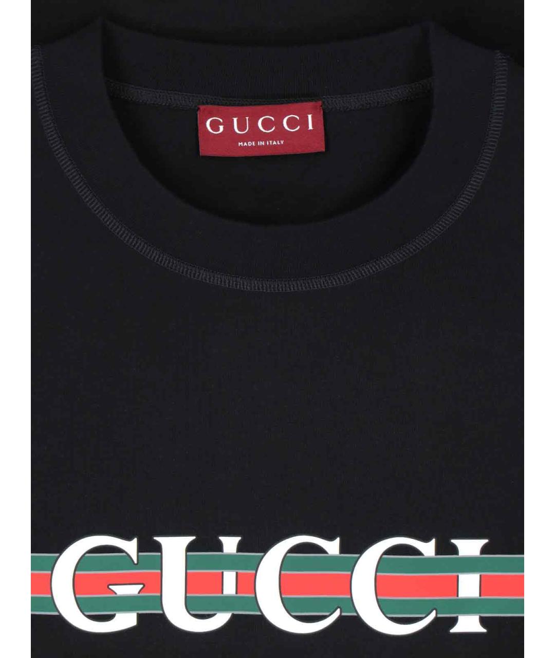 GUCCI Черная хлопковая футболка, фото 3
