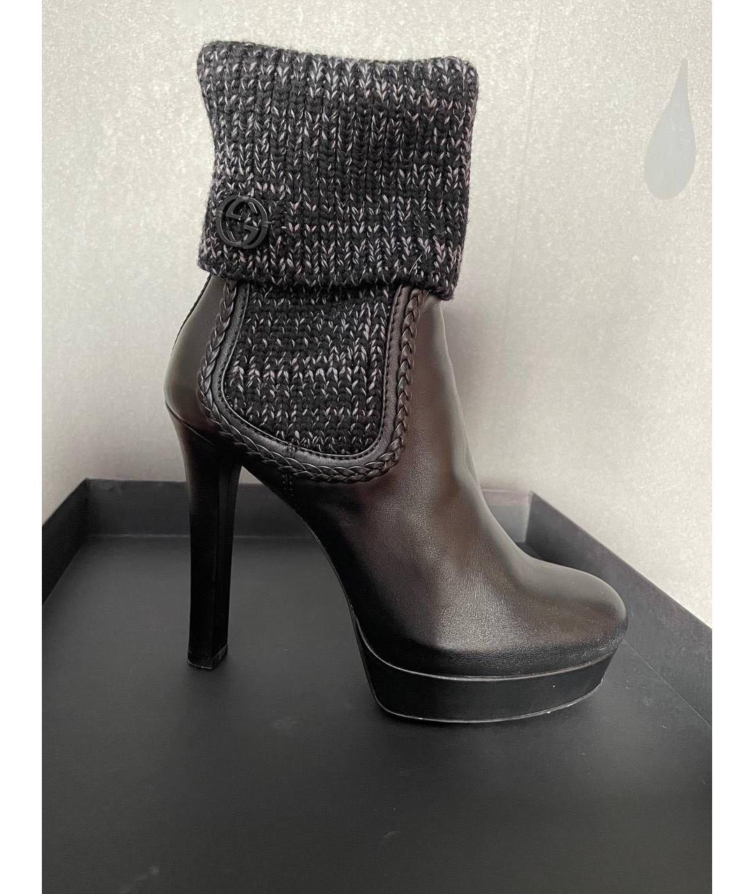GUCCI Черные кожаные ботильоны, фото 5