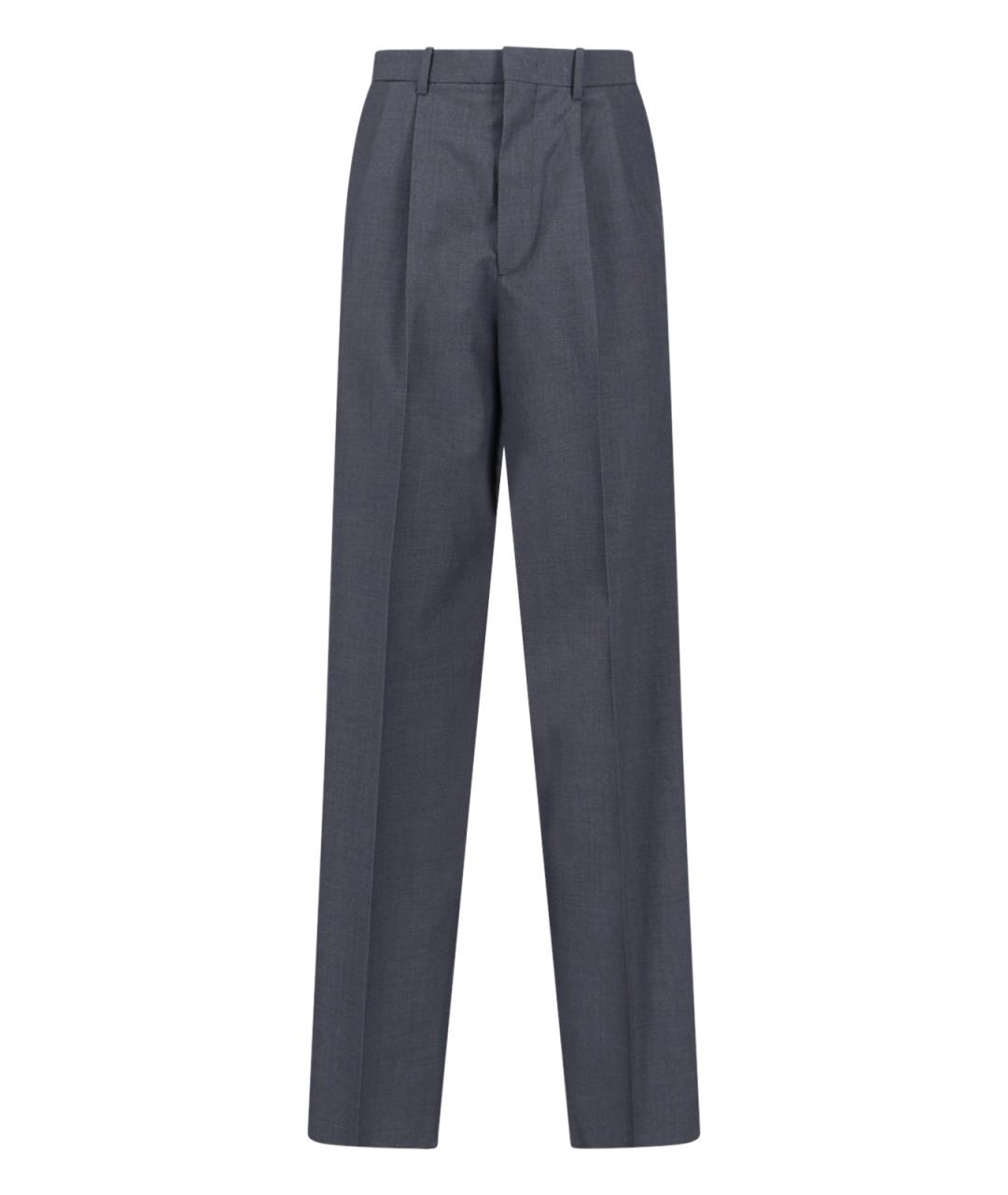 JIL SANDER Серые шерстяные повседневные брюки, фото 1