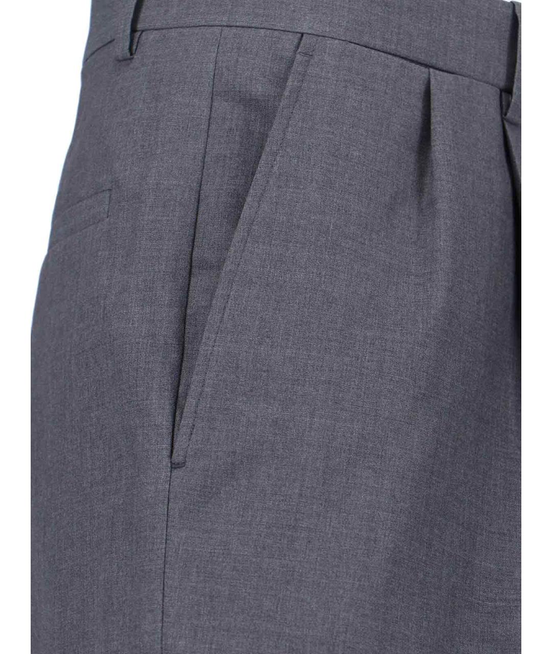 JIL SANDER Серые шерстяные повседневные брюки, фото 4