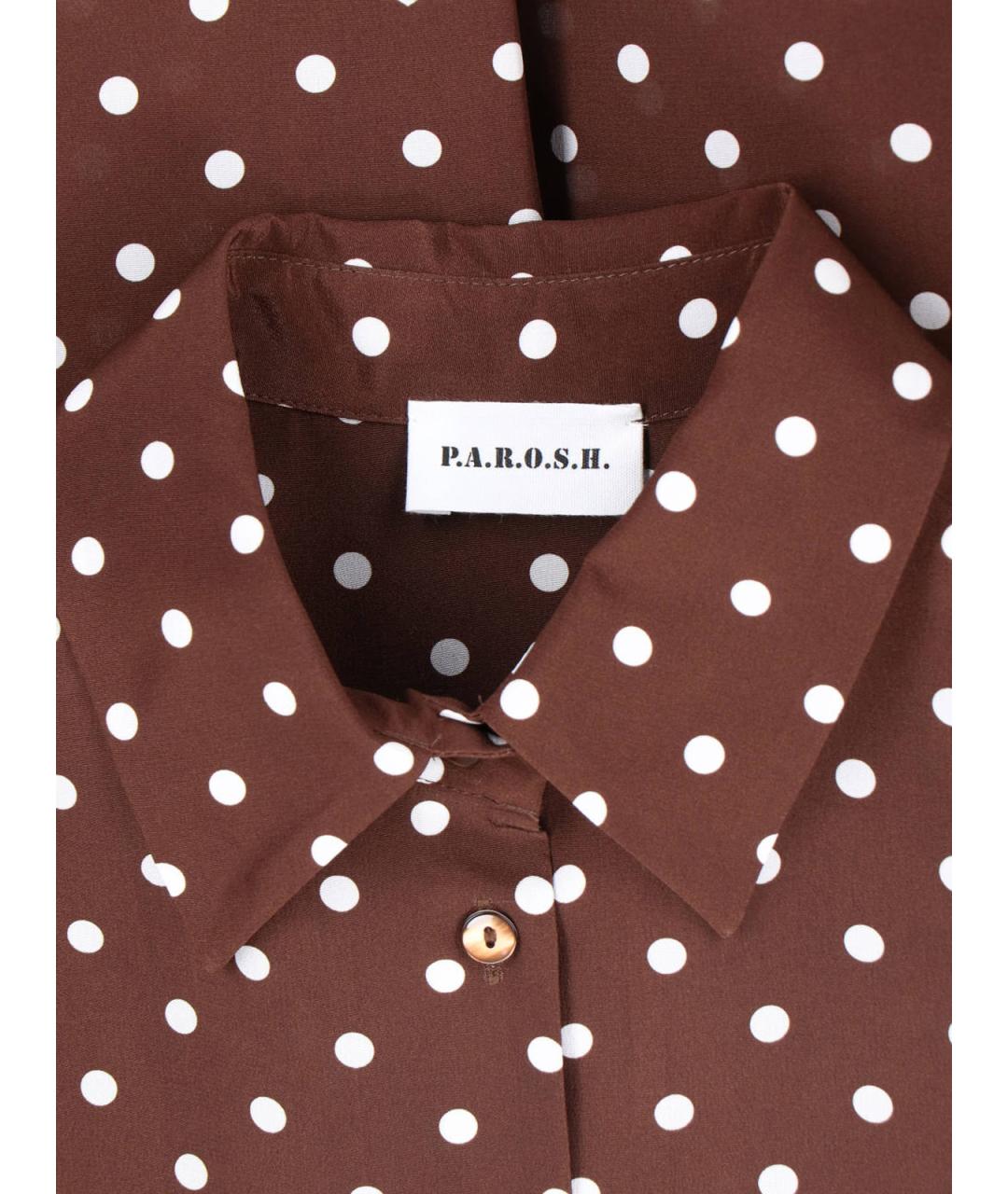 P.A.R.O.S.H. Коричневая шелковая рубашка, фото 3