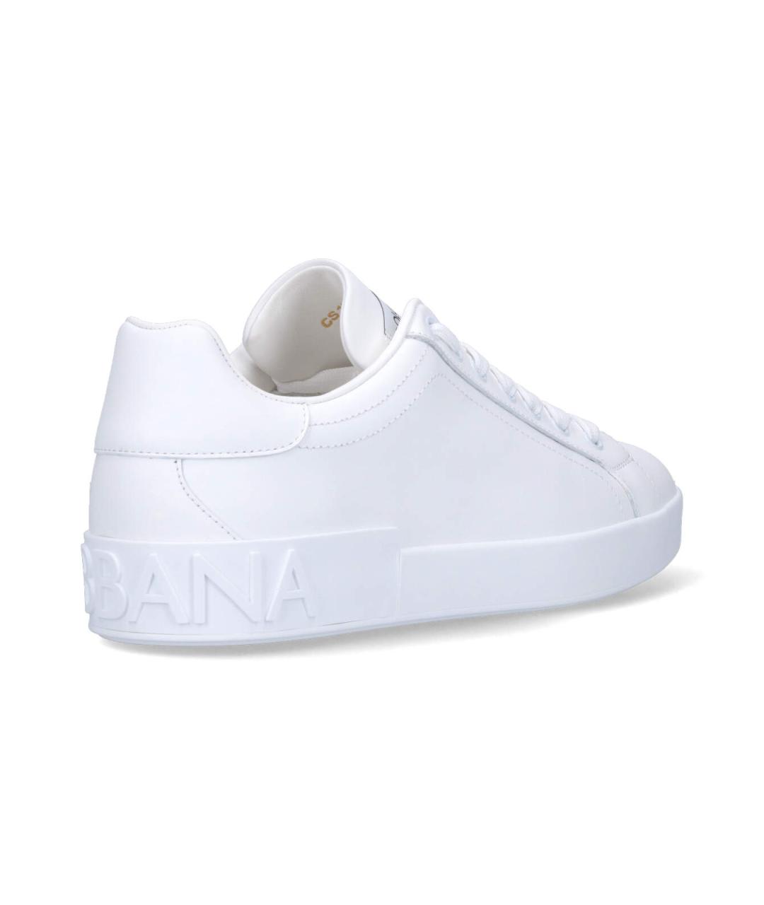 DOLCE&GABBANA Белые кожаные низкие кроссовки / кеды, фото 4