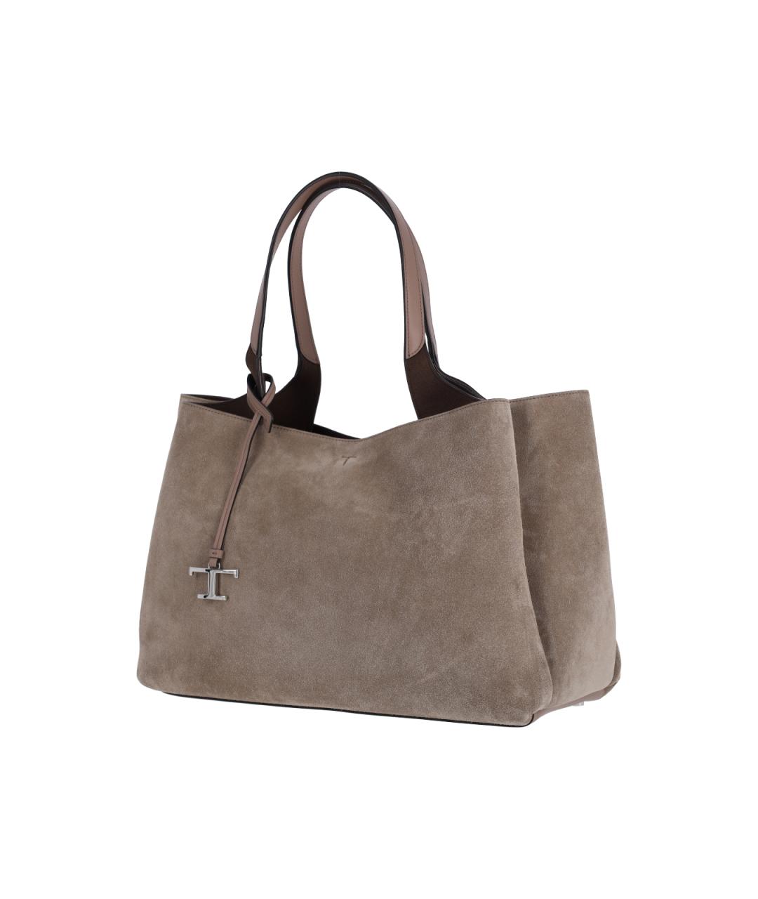 TOD'S Бежевая замшевая сумка тоут, фото 2