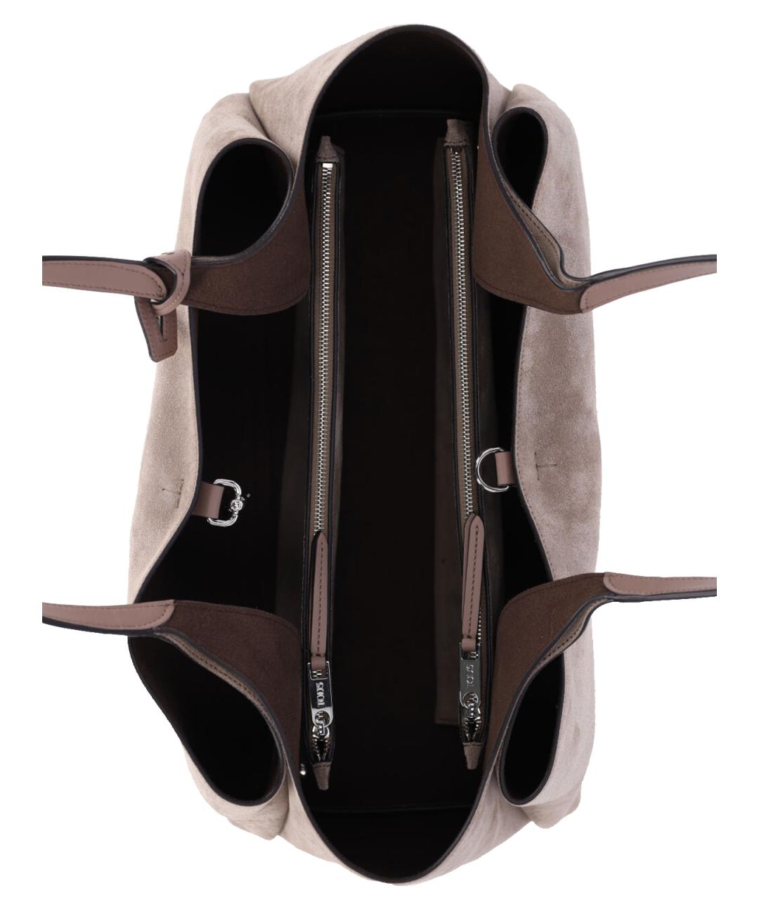 TOD'S Бежевая замшевая сумка тоут, фото 4