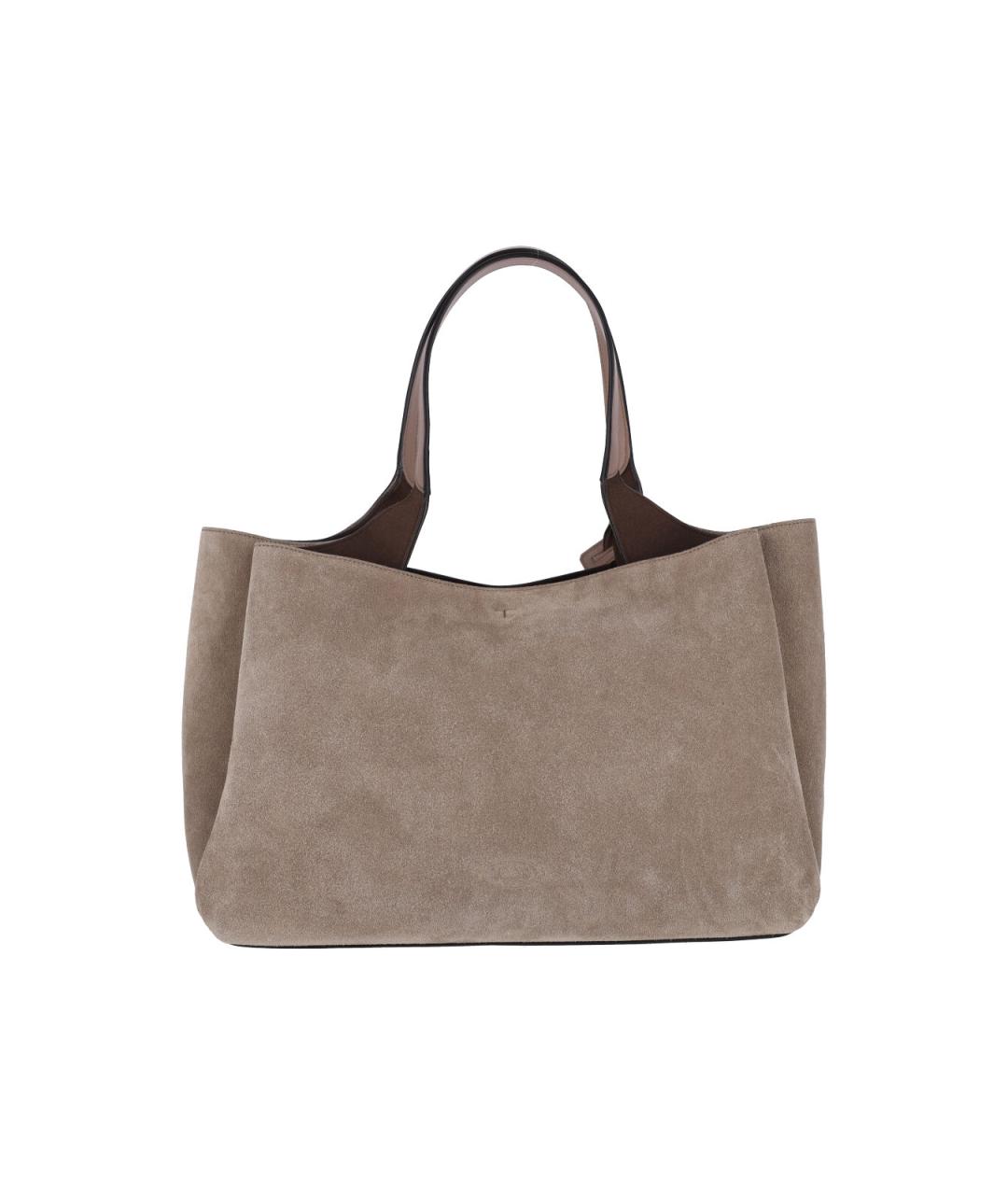 TOD'S Бежевая замшевая сумка тоут, фото 3