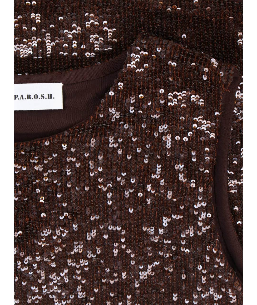 P.A.R.O.S.H. Коричневая полиамидовая майка, фото 3