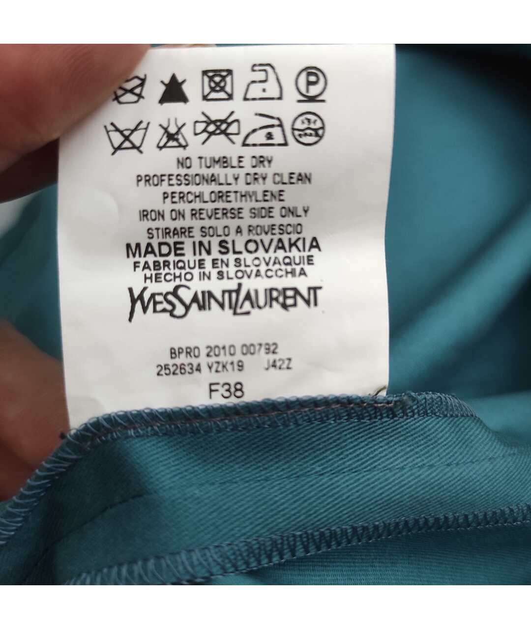 SAINT LAURENT Бирюзовая хлопковая юбка миди, фото 7